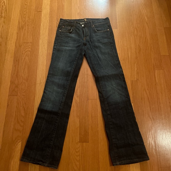 7 for all mankind low rise dark wash flared jeans with swarovski crystals - Picture 4 of 4